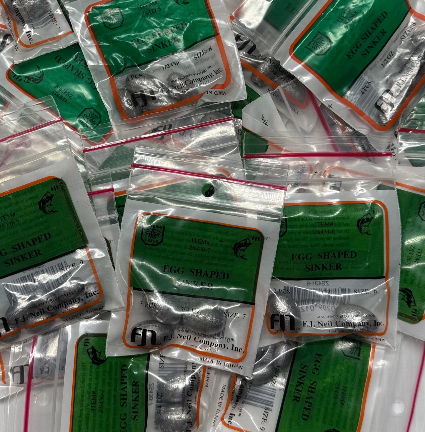 FJN EGG SHAPED SINKERS 24 Piece / $.99 Each!