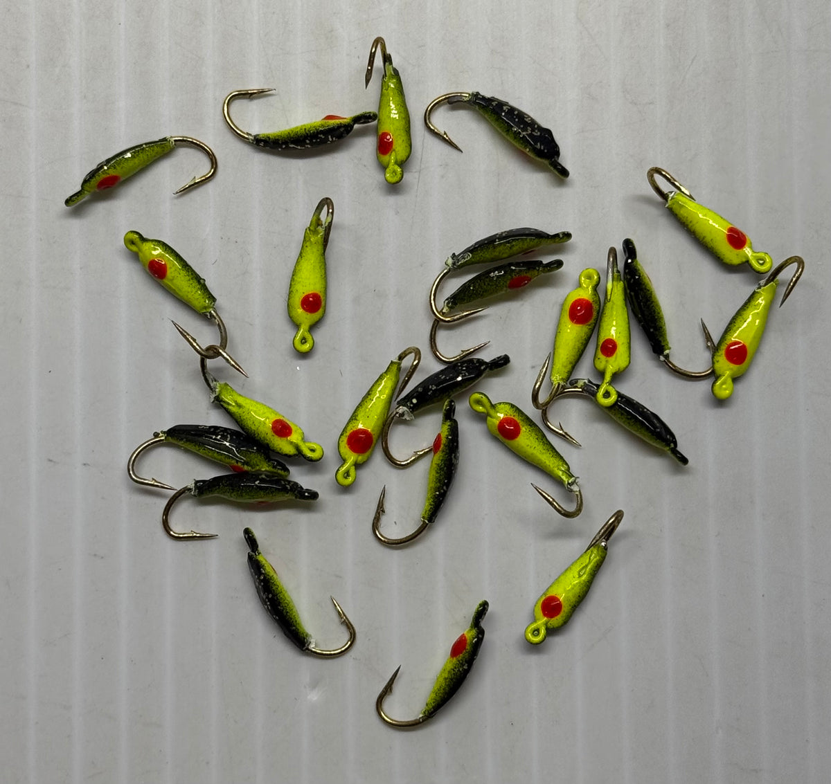 MOON STYLE ICE JIGS Chartreuse/Black Size 10 24 Piece / $.72 Each!