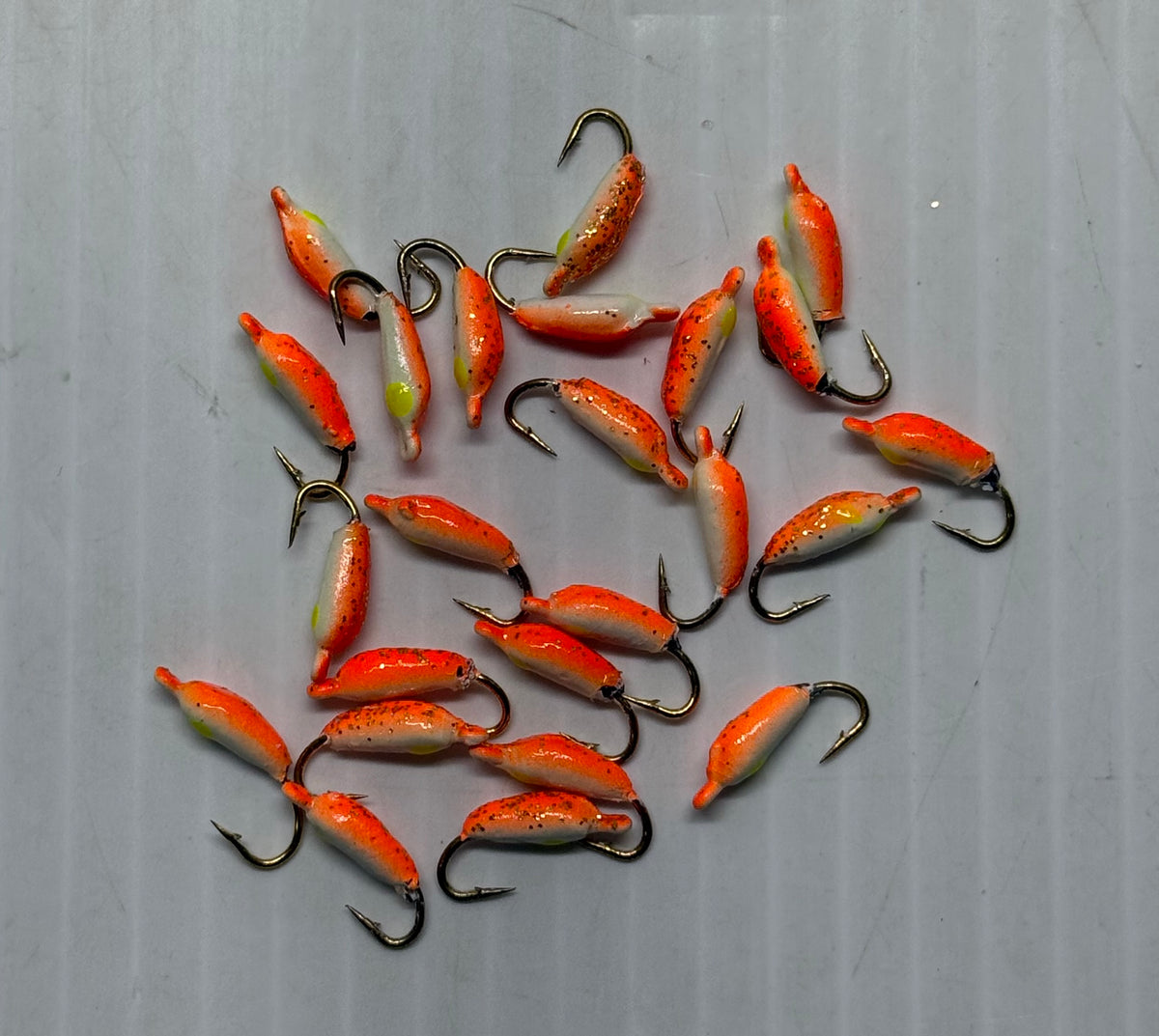 MOON GLITTER & GLOW STYLE ICE JIGS Orange Size 12 24 Piece / $.72 Each!