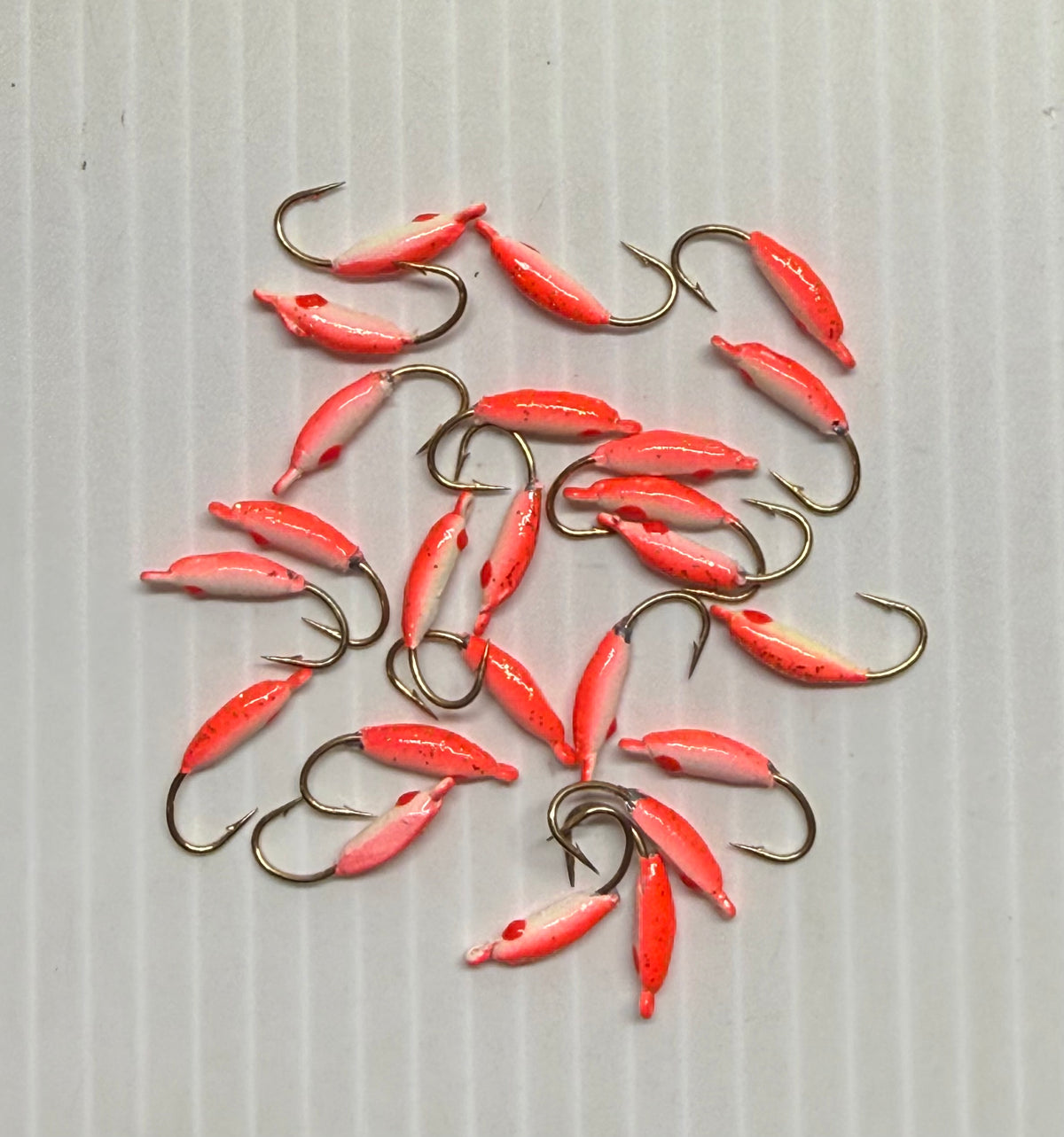 MOON GLITTER & GLOW STYLE ICE JIGS Red Size 8 24 Piece / $.72 Each!