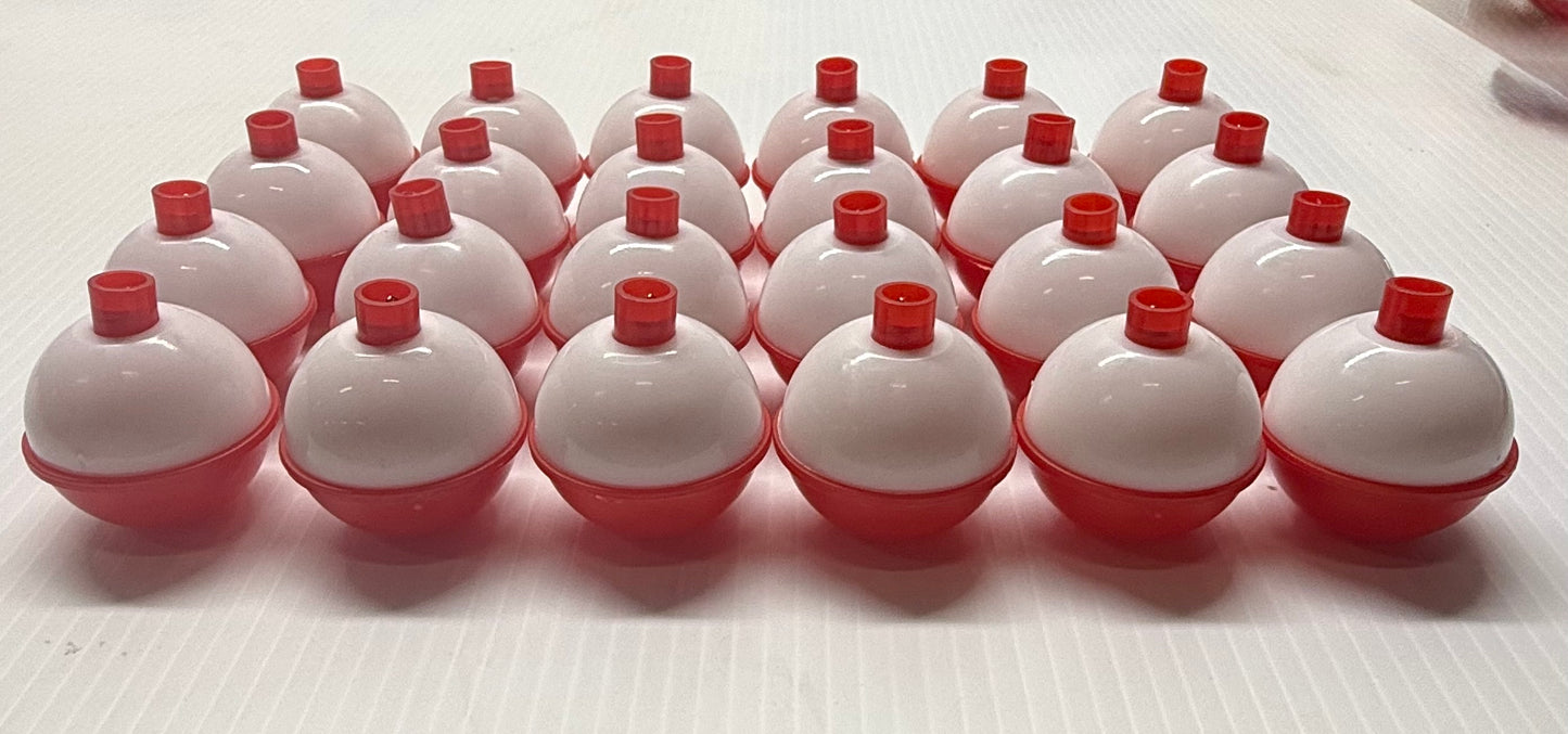 1.50'' RED/WHITE PLASTIC FLOAT BOBBERS 24 Piece / $.48 Each!