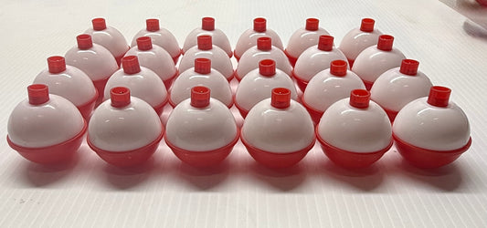 1.50'' RED/WHITE PLASTIC FLOAT BOBBERS 24 Piece / $.48 Each!