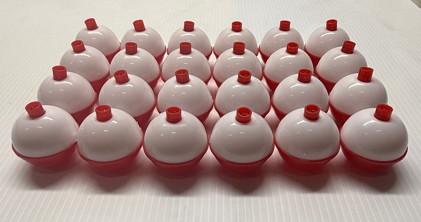 1.75'' RED/WHITE PLASTIC FLOAT BOBBERS 24 Piece / $.48 Each!
