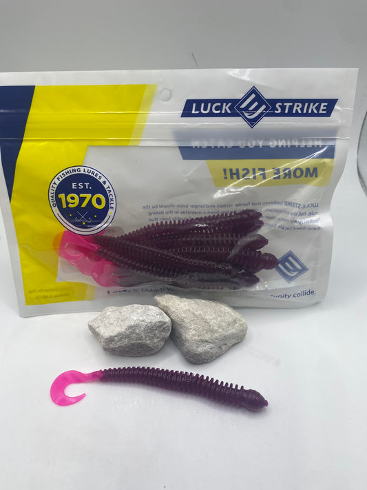 Luck E Strike Curltail Worm - Purple Fire