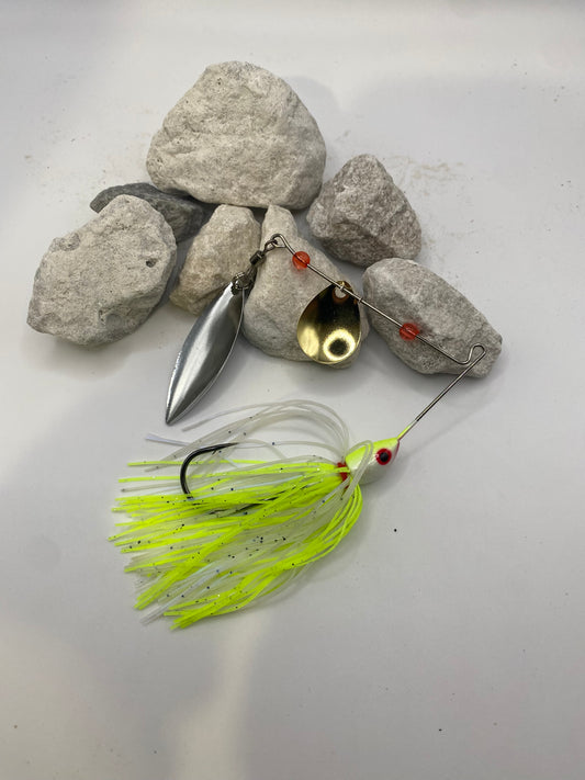 Copper Ridge - Hand-tied Spinnerbait 1/4 Oz - White/Chart