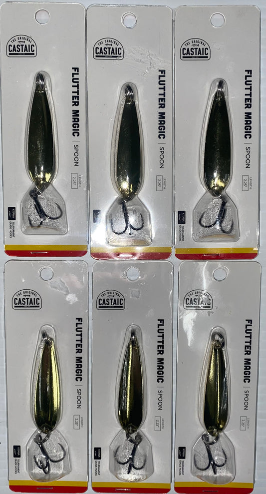 Bulk Lot of 6 Castaic Flutter Magic Spoons - Gold