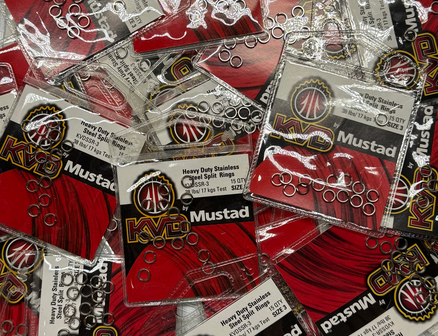 KVD BY MUSTAD HEAVY DUTY STAINLESS STEEL SPLIT RINGS 24 Piece / $1.99 Each!