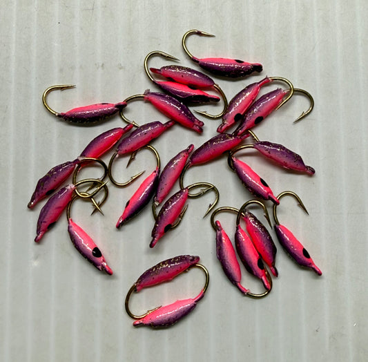 MOON STYLE ICE JIGS Pink/Purple Size 8 24 Piece / $.72 Each!