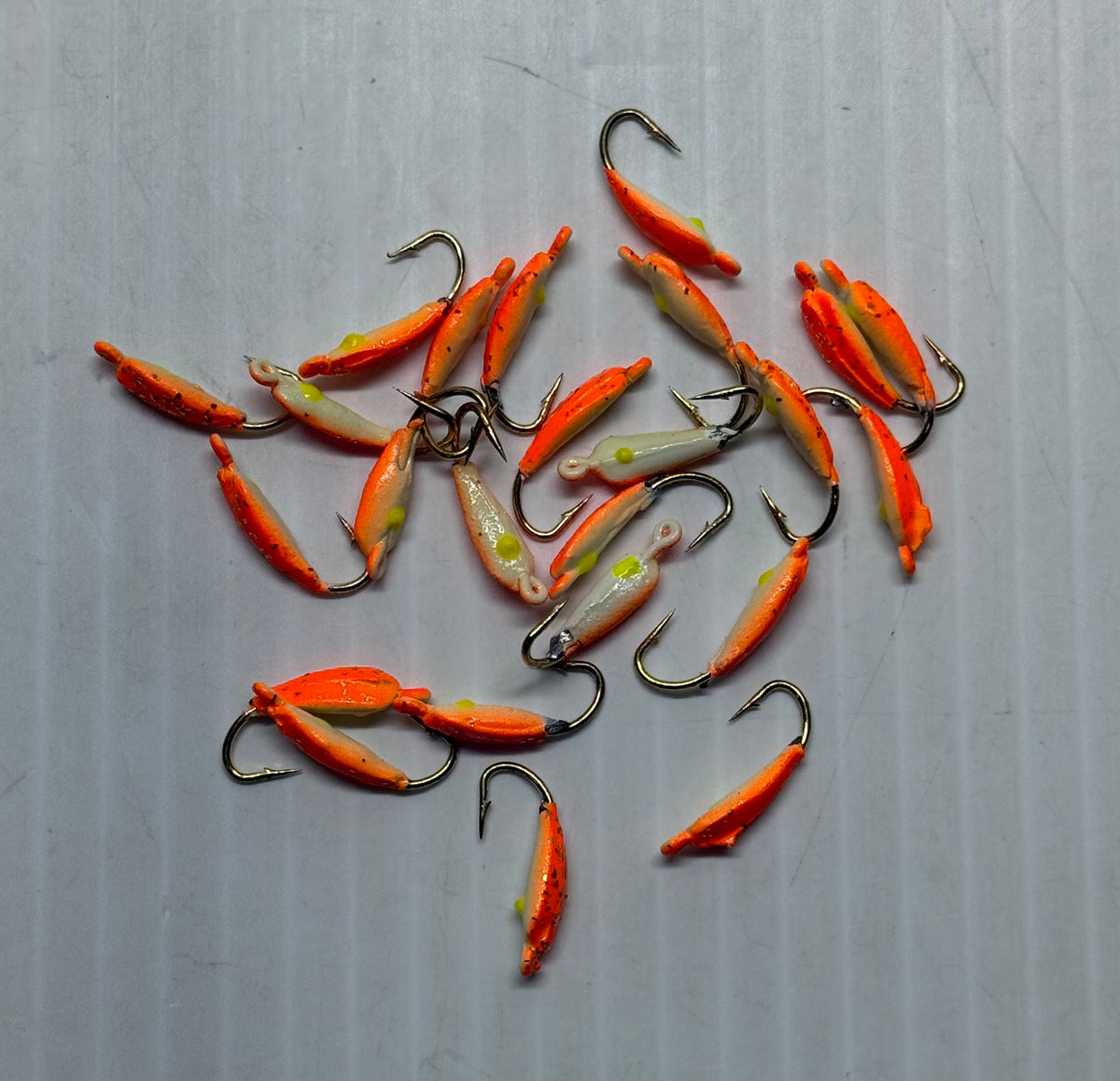 MOON GLITTER & GLOW STYLE ICE JIGS Orange Size 10 24 Piece / $.72 Each!
