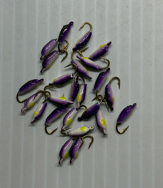 MOON GLITTER & GLOW STYLE ICE JIGS Purple Size 12 24 Piece / $.72 Each!
