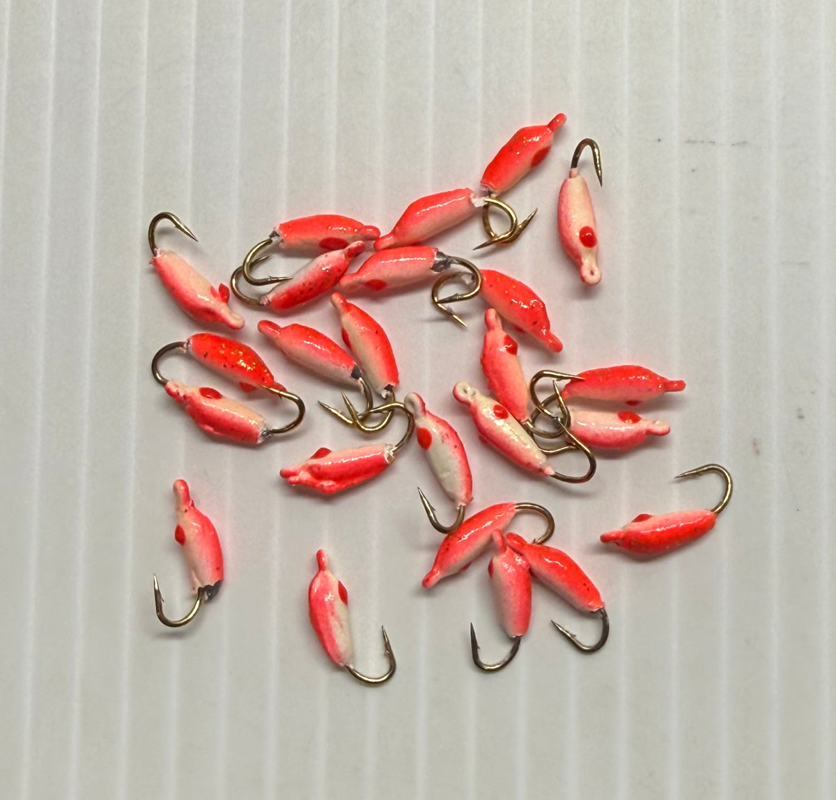 MOON GLITTER & GLOW STYLE ICE JIGS Red Size 12 24 Piece / $.72 Each!
