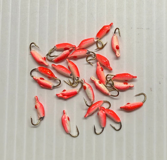MOON GLITTER & GLOW STYLE ICE JIGS Red Size 12 24 Piece / $.72 Each!