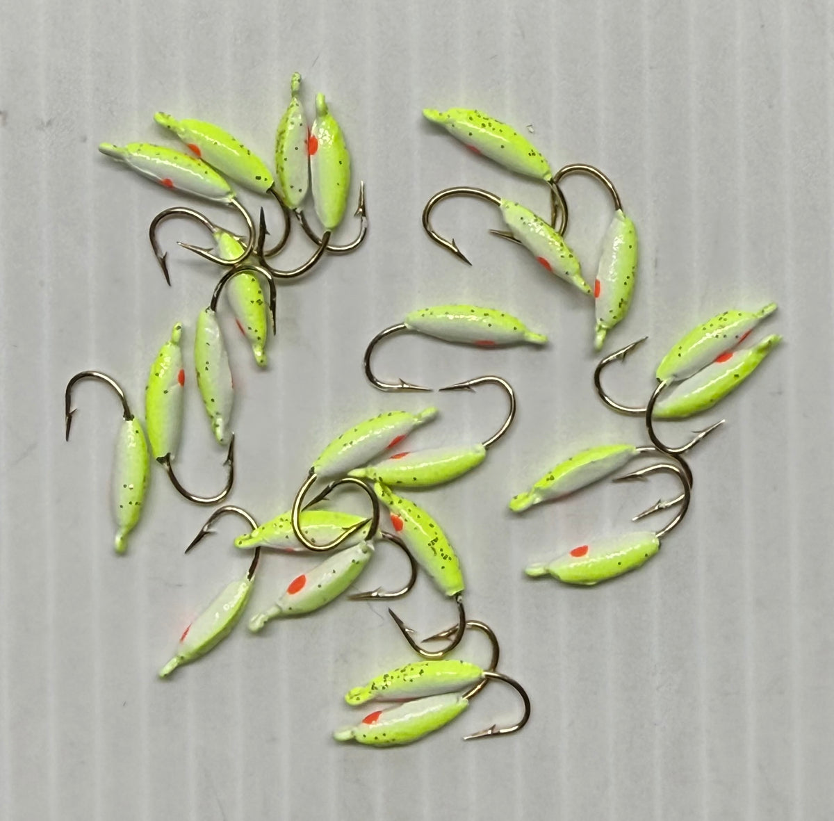 MOON GLITTER & GLOW STYLE ICE JIGS Chartreuse Size 8 24 Piece / $.72 Each!