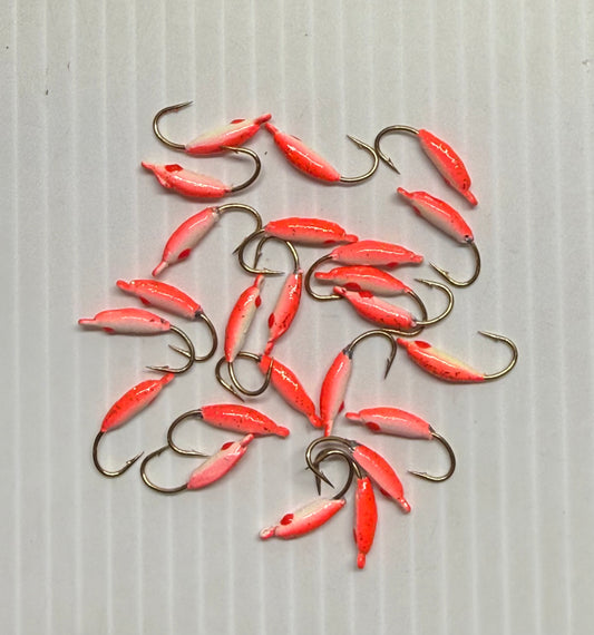 MOON GLITTER & GLOW STYLE ICE JIGS Red Size 8 24 Piece / $.72 Each!