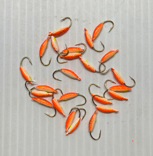 MOON GLITTER & GLOW STYLE ICE JIGS Orange Size 8 24 Piece / $.72 Each!
