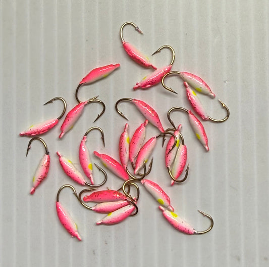 MOON GLITTER & GLOW STYLE ICE JIGS Pink Size 8 24 Piece / $.72 Each!