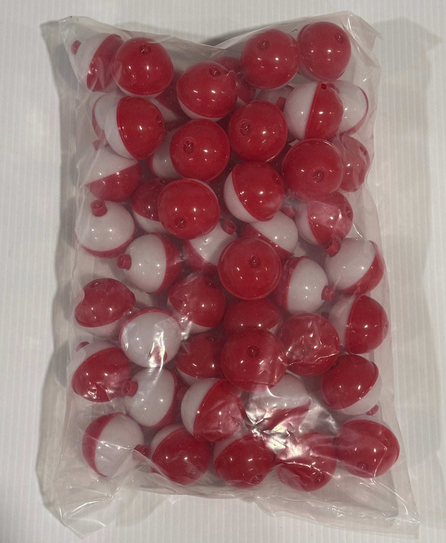 RED/WHITE PLASTIC FLOAT BOBBERS 50 Piece / $.50 Each!